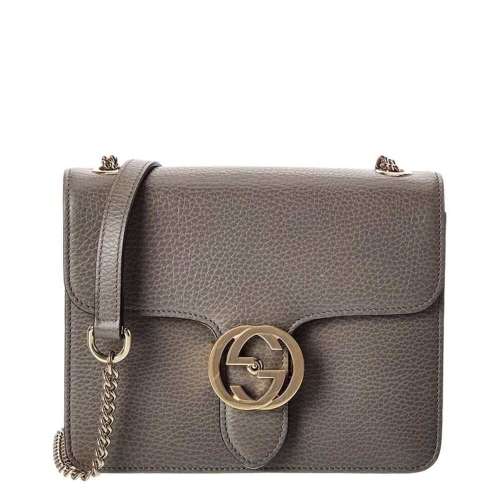 Gucci Grey Leather Interlocking Crossbody Small (Authentic Pre-Loved)
